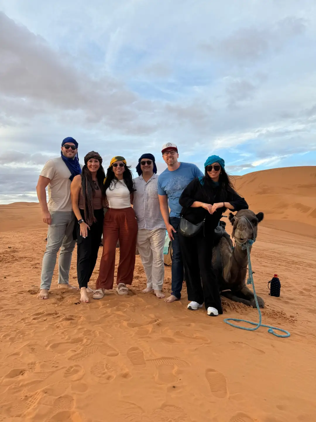 Cultural Morocco Tours Sahara Desert Group Photo Camel Experience 1